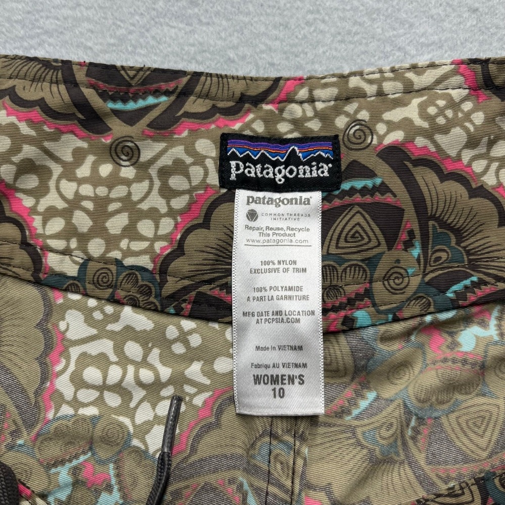 Patagonia Womens 10 Board Shorts Mandala Geometric Print Brown Pink Swim Trunks - Picture 2 of 11